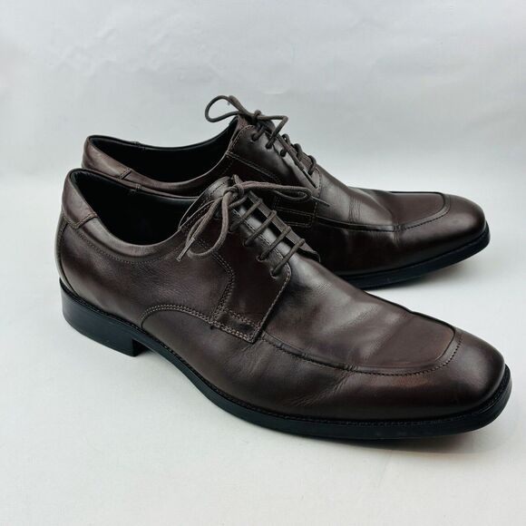 Mens 14 Johnston & Murphy Feldon Moc Toe Oxford Brown‎ Calfskin Leather 20-2203 - Picture 1 of 13
